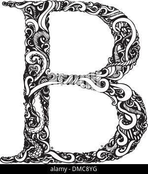 Lettera B maiuscola - Elegante vintage stile Swirly Illustrazione Vettoriale