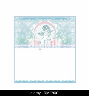 Happy valentines day card con Cupido Illustrazione Vettoriale