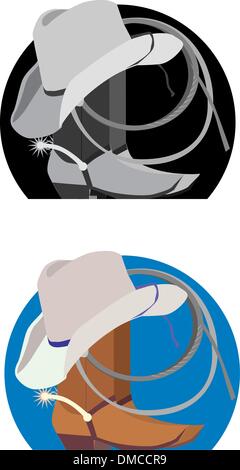Immagine del cappello da cowboy e stivali Illustrazione Vettoriale