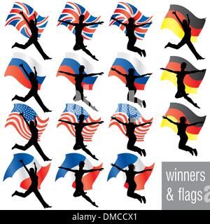 Gli atleti con flag impostati Illustrazione Vettoriale