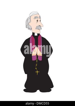 Sacerdote cattolico su uno sfondo bianco, vettore Illustrazione Vettoriale