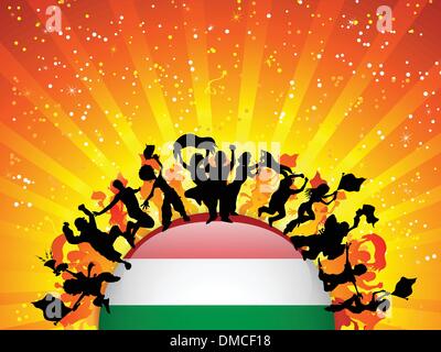 Ungheria Sport folla della ventola con bandiera Illustrazione Vettoriale