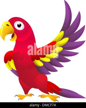 Funny dettagliata macaw bird cartoon Illustrazione Vettoriale