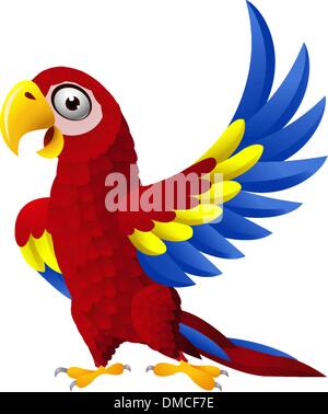 Funny dettagliata macaw bird cartoon Illustrazione Vettoriale