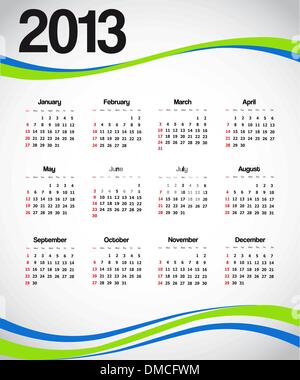 Calendario 2013 Illustrazione Vettoriale