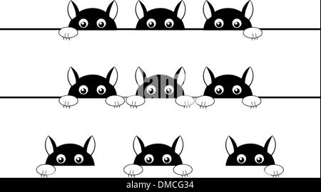 Funny black cats illustrazione Illustrazione Vettoriale