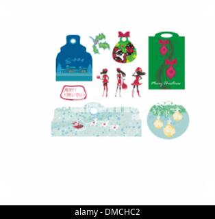 Natale design elementi con Babbo Natale - set Illustrazione Vettoriale