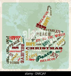 Vintage Merry Christmas concetto mano Illustrazione Vettoriale