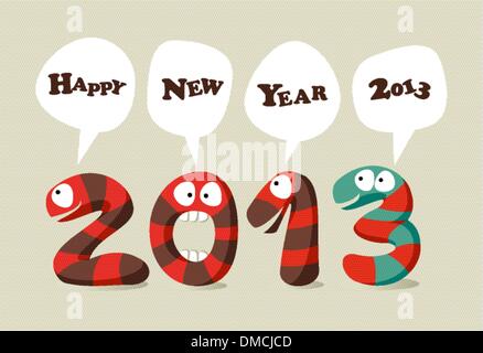 Felice Anno Nuovo cartoon card Illustrazione Vettoriale