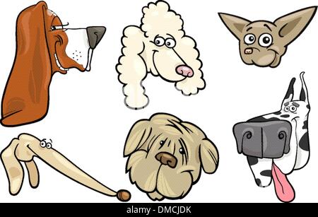 Cartoon cani capi impostato Illustrazione Vettoriale