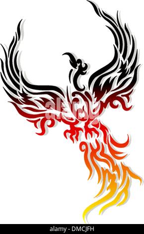 Tatuaggio mitico uccello Phoenix Illustrazione Vettoriale