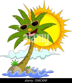 Cartoon Palm tree e sun Illustrazione Vettoriale