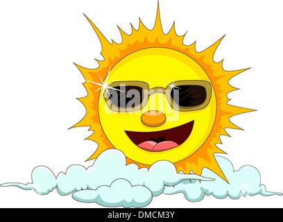 Sun cartoon con occhiali Illustrazione Vettoriale
