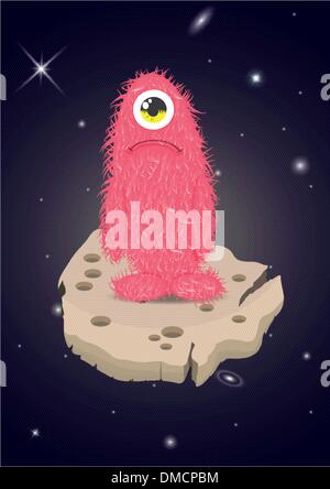Alien perso nello spazio triste Monster Illustrazione Vettoriale
