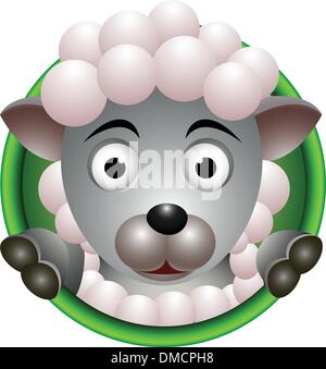 Carino testa di pecora cartoon Illustrazione Vettoriale