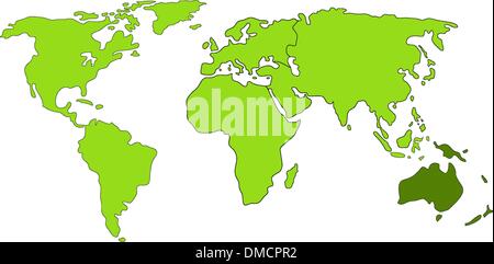 Australia mappa del mondo Illustrazione Vettoriale