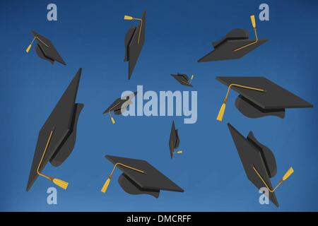 Tappi di graduazione lanciati in aria Illustrazione Vettoriale