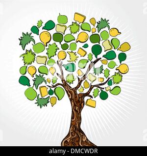 Disegnata a mano i social media tree Illustrazione Vettoriale