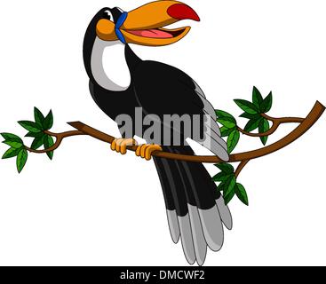 Carino toucan seduta su albero Illustrazione Vettoriale