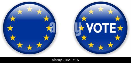 Voto vuoto pulsante badge per l'Unione europea delle elezioni Illustrazione Vettoriale