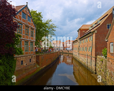 Baumhaus e Schwedenspeicher Museum di Hansa Porto, città anseatica di Stade, Bassa Sassonia, Germania Foto Stock