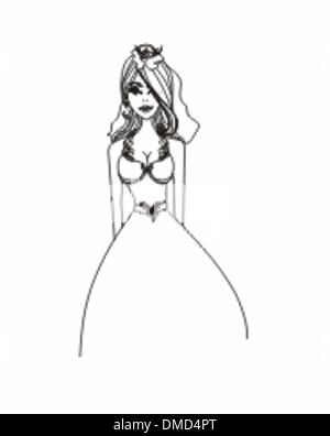 Bella Sposa - doodle illustrazione Illustrazione Vettoriale
