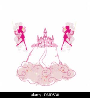 Fairy volare al di sopra di castello Illustrazione Vettoriale