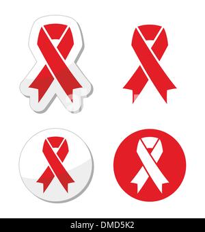 Nastro rosso - AIDS, HIV, malattia cardiaca, corsa awereness segno Illustrazione Vettoriale