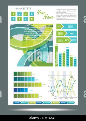 Blu e verde banner tecnologico con informazioni grafica . Illustrazione Vettoriale
