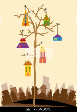 Bird cittadina Illustrazione Vettoriale