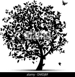 Arte tree silhouette nera per il vostro design Illustrazione Vettoriale