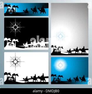 Natività banner e lettera Illustrazione Vettoriale