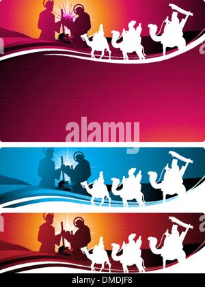 Natività banner e lettera Illustrazione Vettoriale