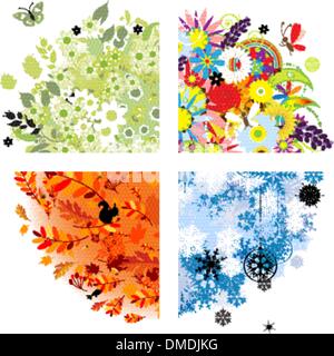 Quattro stagioni - Primavera, estate, autunno e inverno. Illustrazione Vettoriale