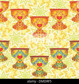 Senza cuciture, Santo Graal e stelle Illustrazione Vettoriale