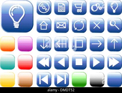 Vettore pulsanti di vetro - piazze Illustrazione Vettoriale