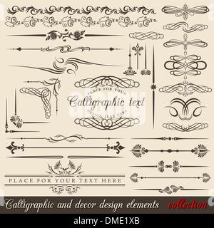 Calligrafica elementi di design Illustrazione Vettoriale