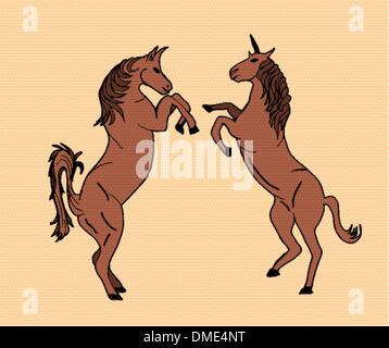 Allevamento di cavalli vettore fine art Illustrazione Vettoriale