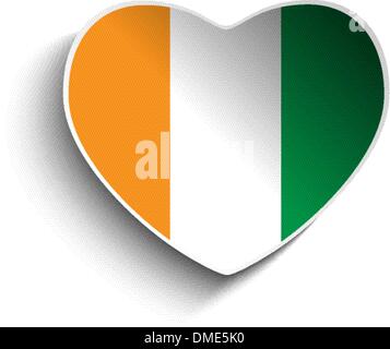 Irlanda bandiera cuore adesivo di carta Illustrazione Vettoriale