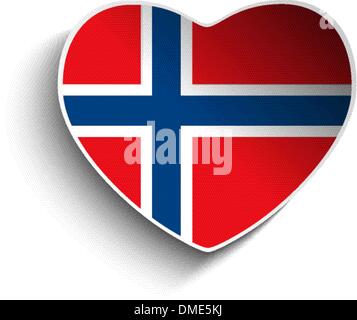 Bandiera della Norvegia cuore adesivo di carta Illustrazione Vettoriale