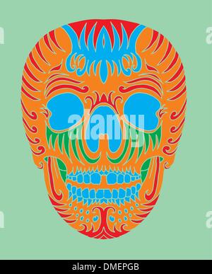 Tatuaggi tribal messicano vettore cranio arte tribale tatuaggio teschio messicano arte vettoriale Illustrazione Vettoriale
