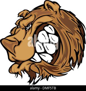 Orso grizzly testa mascotte cartoon vettoriale Illustrazione Vettoriale
