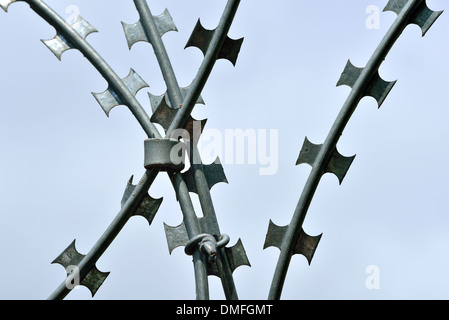 Filo spinato e filo spinato per la sicurezza Foto Stock