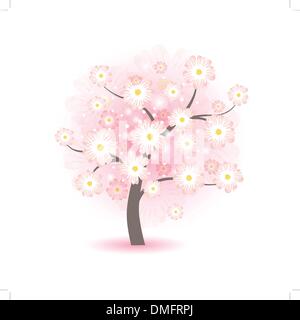 Abstract fiore bellissimo albero con fiori di colore rosa Illustrazione Vettoriale