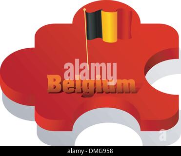 Illustrazione Vettoriale di puzzle con una bandiera del Belgio Illustrazione Vettoriale