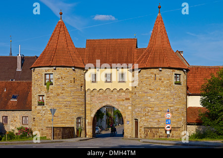 Porta superiore di Prichsenstadt, bassa Franconia, Kitzingen district, Baviera, Germania Foto Stock