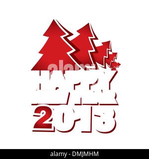 Nuovo anno 2013, albero di Natale Illustrazione Vettoriale