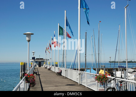 Atterraggio in barca sul Lago di Costanza in Nonnenhorn a Lindau. Foto Stock