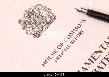 House of Commons Gazzetta relazione parlamentare REGNO UNITO Foto Stock