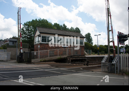 Lostwithiel elencati segnale ferroviario Box Cornwall Regno Unito Foto Stock